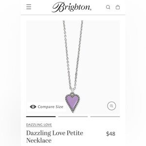 Brighton - BNWT/ tissue/ box -Dazzling Love- Silver/Enamel Purple Heart Necklace